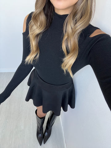 Gonna pantalone in velluto nera